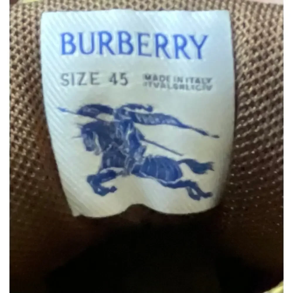 $1,195 NIB Burberry Trek Leather Low-Top Boots Sneakers Tan/Gray Men's 45(12)